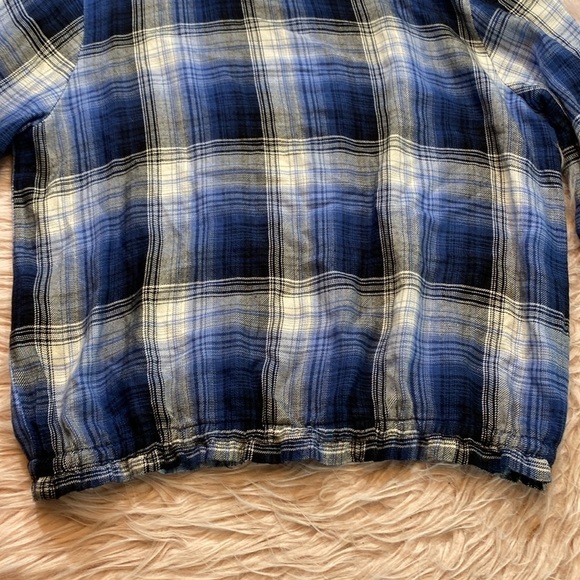 Bella Dahl Blue Plaid Shirred Elastic Waistband Top sz S - Picture 6 of 9